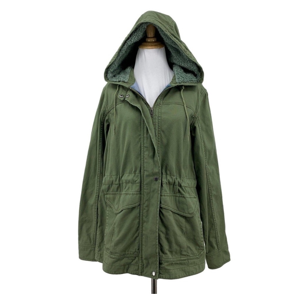 Patagonia Prairie Dawn Canvas Parka Jacket Womens L
Large Faux Fur Hoodie Green